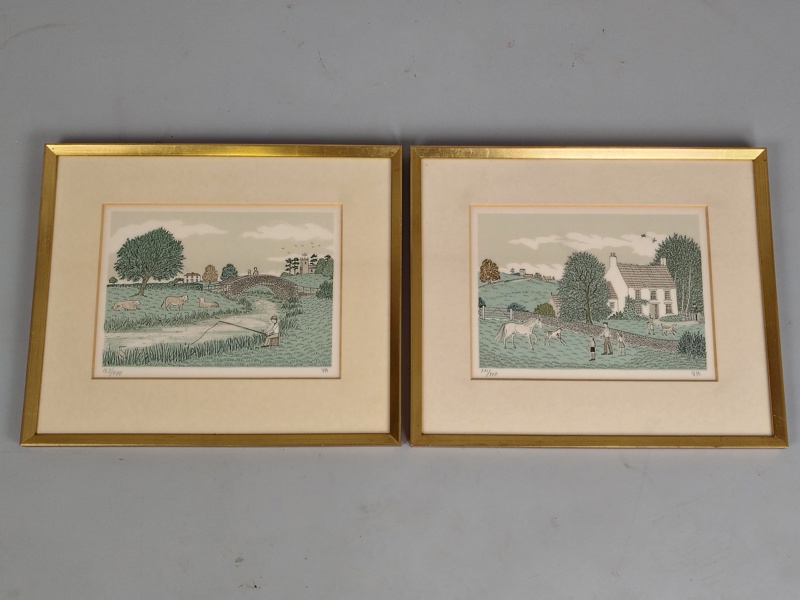 Färglitografier 2 st, Vincent Haddelsey, signerade