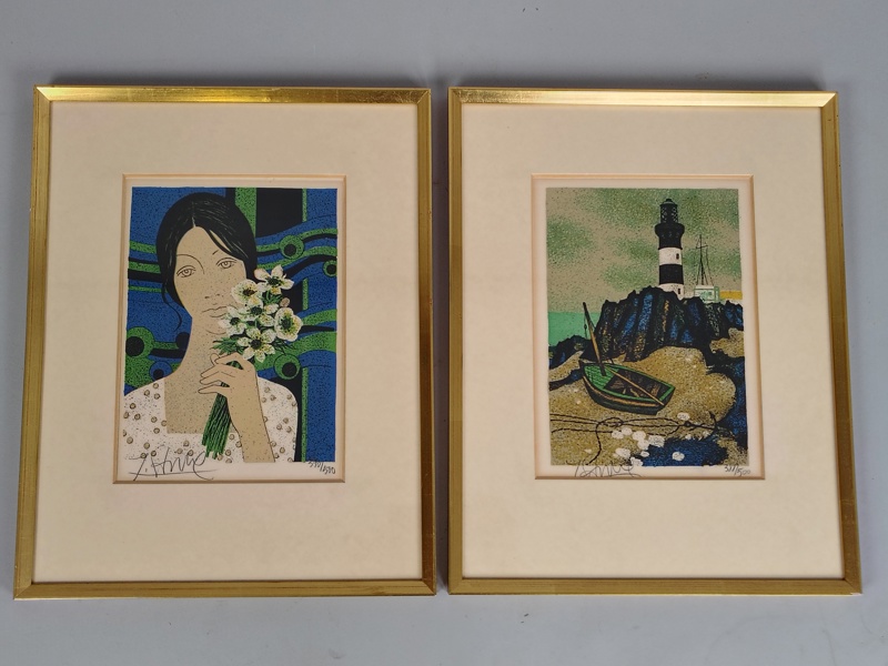 Färglitografier 2 st, Yves Ganne, signerade