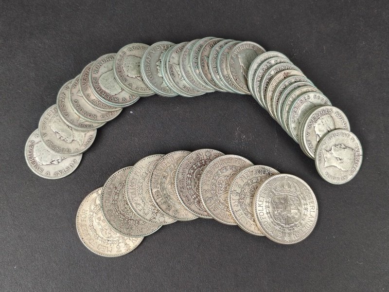 Silvermynt 1 & 2 kr, 80 %