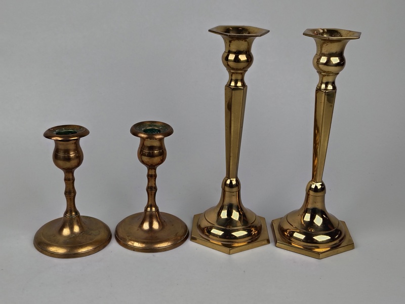 Mässingsljusstakar 2 par