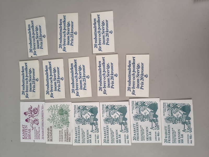 Frimärkshäften / Rabatthäften, 14 st Postfriska