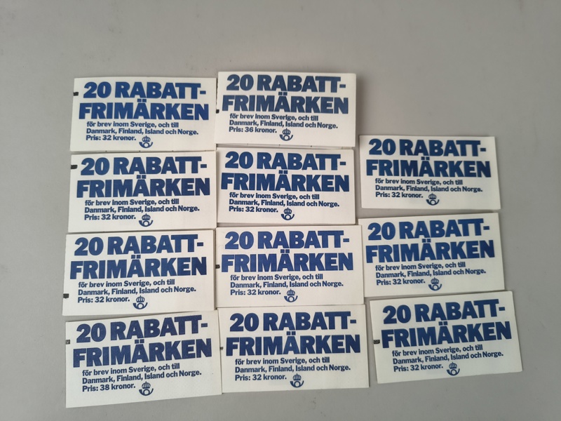 Frimärkshäften / Rabatthäften, 11 st Postfriska