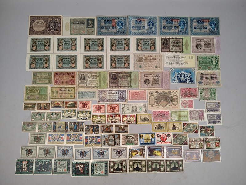 Parti sedlar & nödsedlar, Tyskland Polen, Österrike & Ungern bl.a. Mark