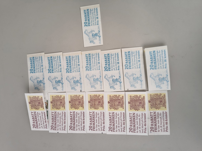 Frimärkshäften / Rabatthäften, 14 st Postfriska