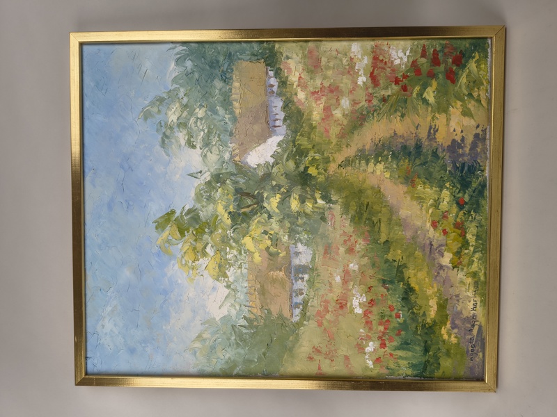 Olja på duk, "Sommar morgon påÖsterlen" Agneta Agge Karlsson, signerad