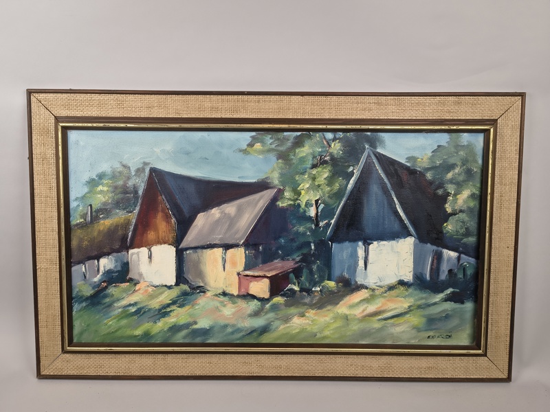 Olja på duk, signerad E.W Freü, oidentifierad konstnär