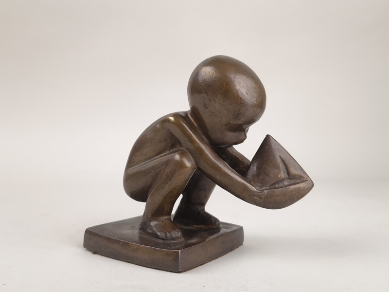 Skulptur, "Storseglaren" no. 41 Lisa Larson Brons, signerad & numrerad