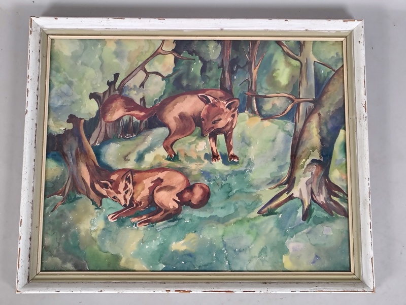 Akvarell, oidentifierad konstnär, signerad