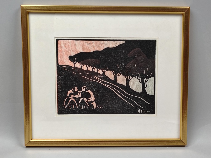 Träsnitt, Åke Holm, Signerad & numrerad