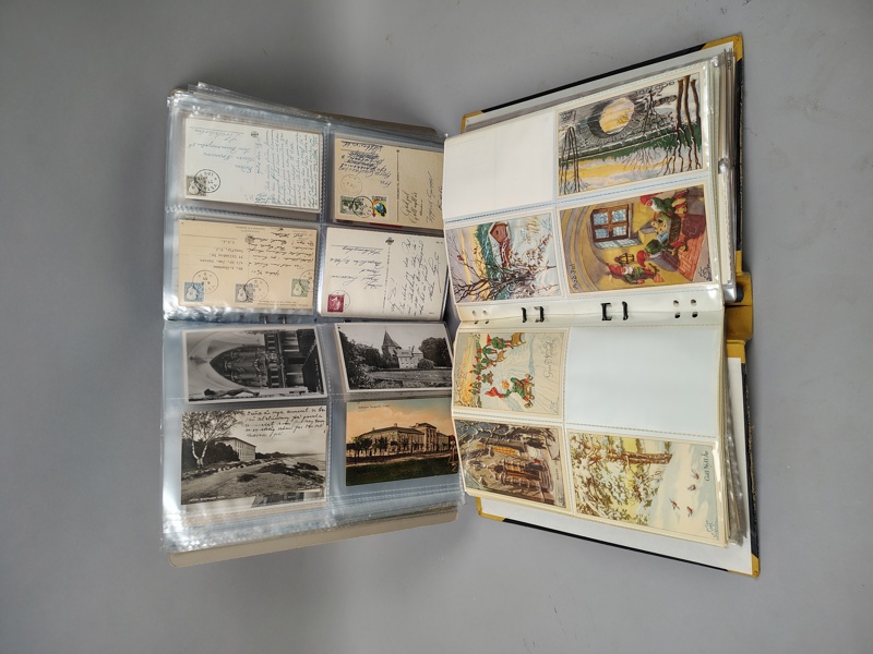 Vykort, brefkort, julkort m.fl. 2 st pärmar