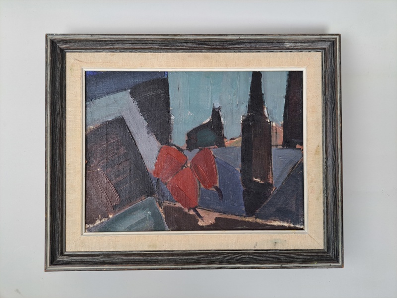 Olja på duk, "Uppställning" Lars Bertle 1956, signerad