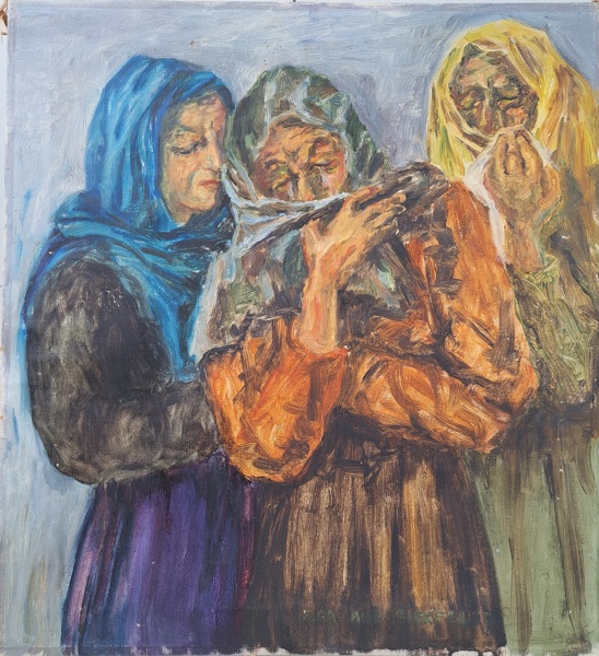 Olja på duk, Olga Aue Birkfeldt, signerad