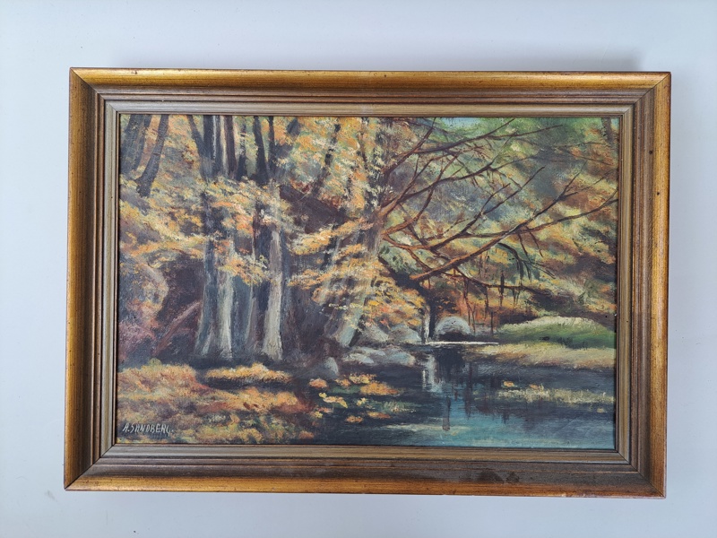 Olja på duk, oidentifierad konstnär. signerad A Sandberg