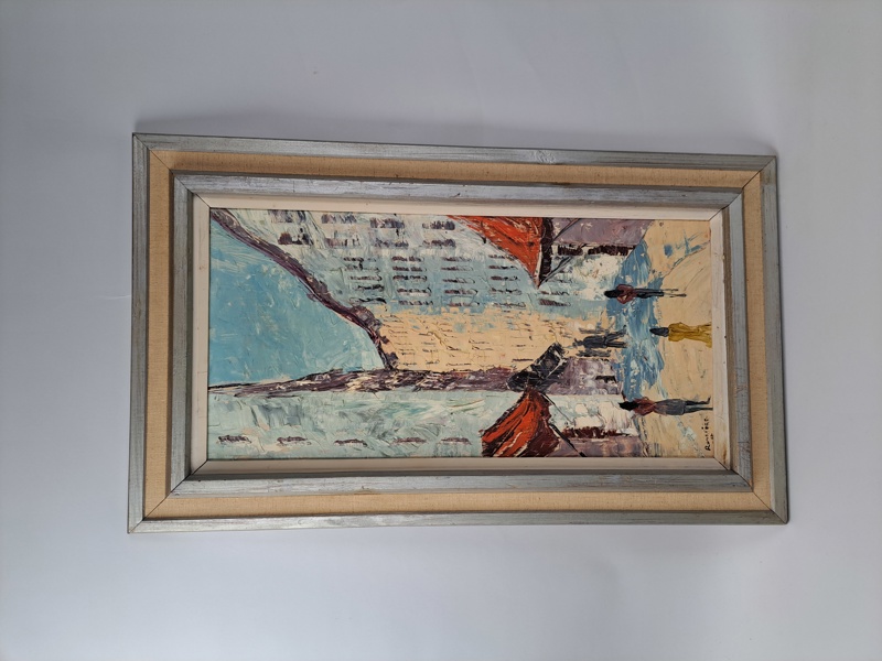 Olja på pannå, signerad Rune gård, oidentifierad konstnär