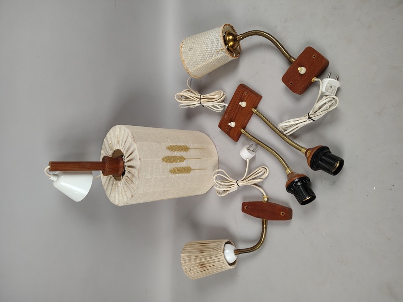 Retrolampor 4 st, sockel i teak