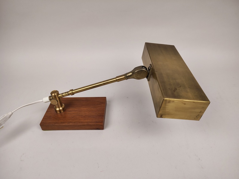 Pianolampa/Bordslampa, Teak & Mässing
