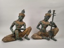 Bronsfiguriner, 2 st Thailand, patinerad & förgyllt