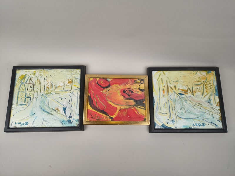 Olja på duk 3 st, Lars Lilja, signerade