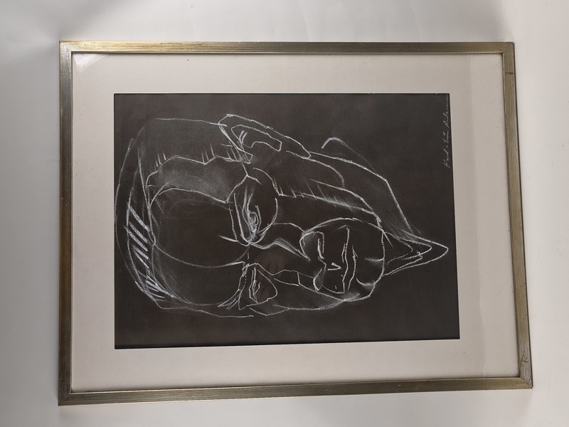 Teckning,  Karl Einar Andersson Sösdala, signerad