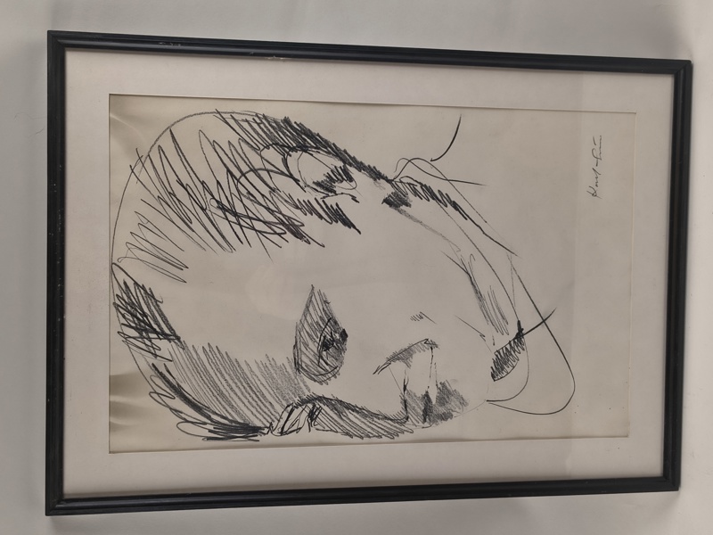 Teckning  Karl Einar Andersson Sösdala, signerad