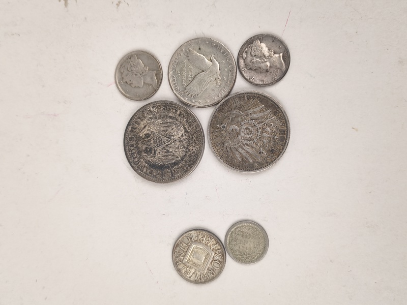 Utländska Silvermynt 7 st