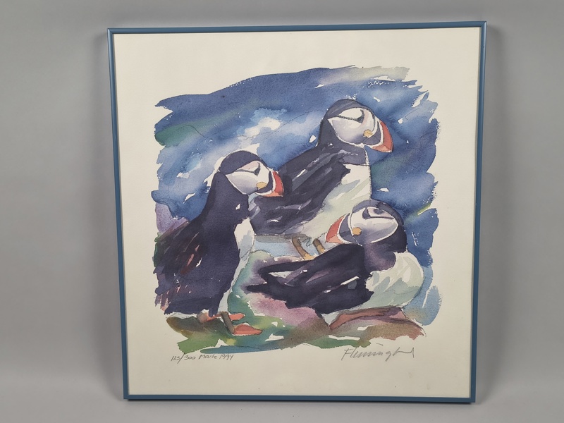 Färglitografi, oidentifierad konstnär, numrerad & signerad 