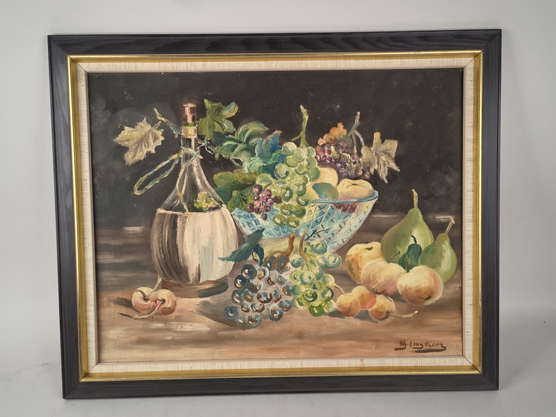 Olja på duk, stilleben, oidentifierad konstnär