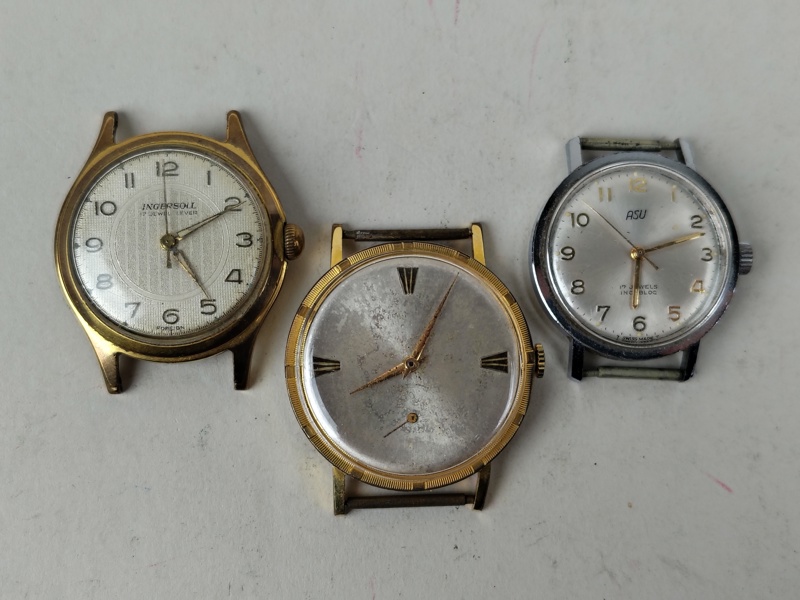 Armbandsur 3 st bl.a. Ingersoll & ASU, manuella