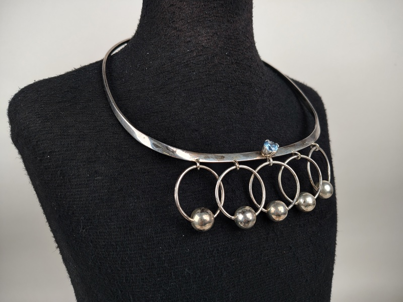 Halsband, Silver med Akvamarin, David Butler