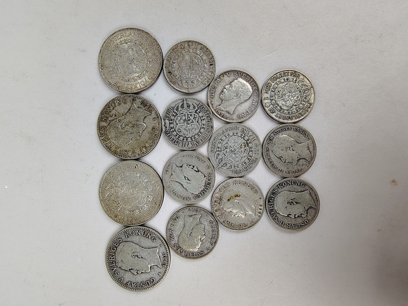 Silvermynt, 80% Silver, 1 & 2 kr