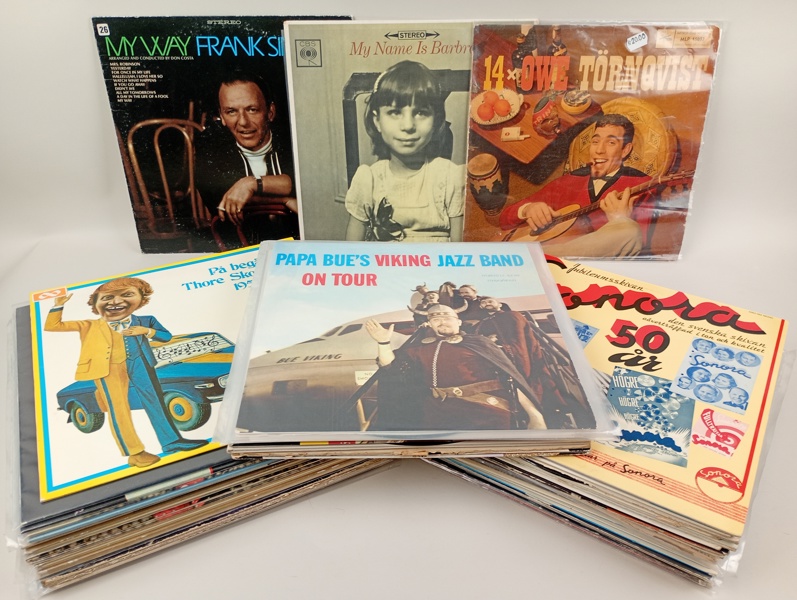 Parti LP-/vinylskivor,  blandad genre bl.a.  50-/60-tal
