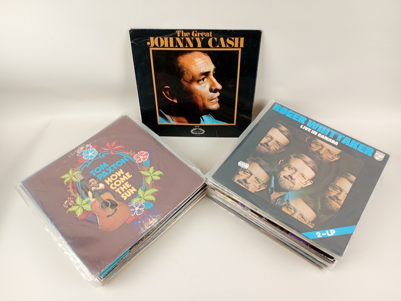 Parti LP-/vinylskivor, Blandad genre bl.a. Johnny Cash, Andy Williams m.fl.