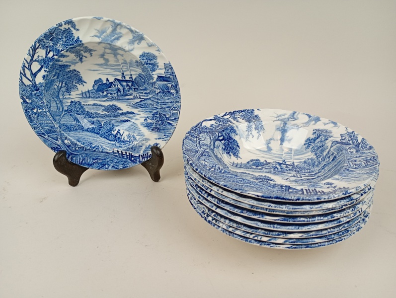 Djupa tallrikar 9 st, "Meadowsweet" Ridgway straffordshire