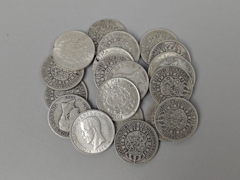 Silvermynt, 1 kr Gustaf V