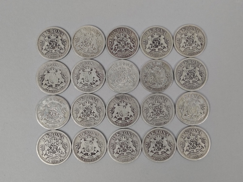 Silvermynt, 1 kr Oscar II