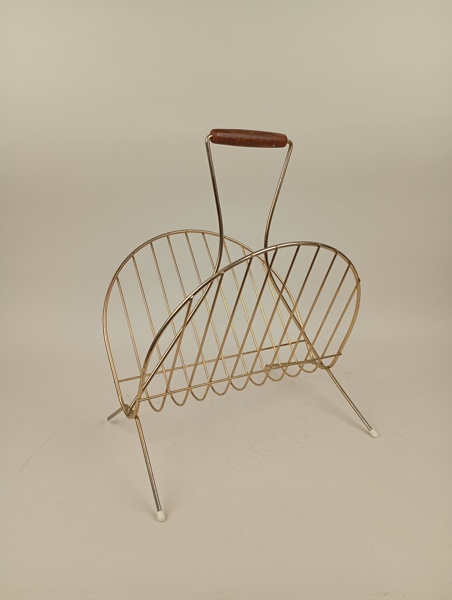 Tidningsställ, mässing & trä