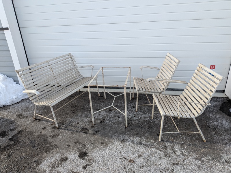 Trädgårdsmöbler, 1950-/1960-tal, stålstomme