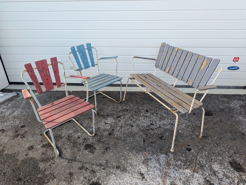 Trädgårdsmöbler, Soffa & stolar, stålstomme 1960-tal