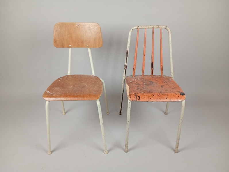 Stolar 2 st, stålrörsstomme bl.a. Bjärnums slöjdfabrik