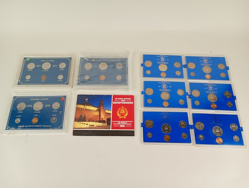 Diverse Mynt/myntkasetter, Sverige & Sovjetunionen
