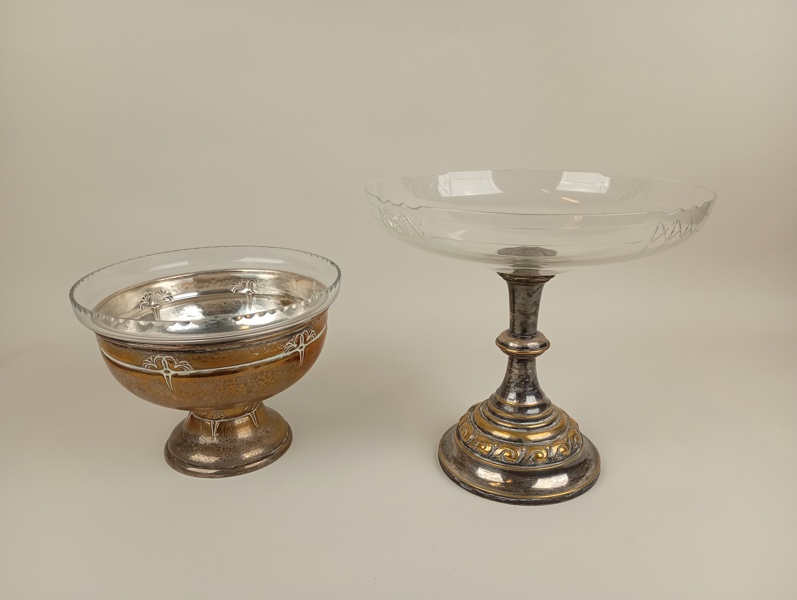 Uppsatsskål & Skål på fot, Glas & nysilver Jugend