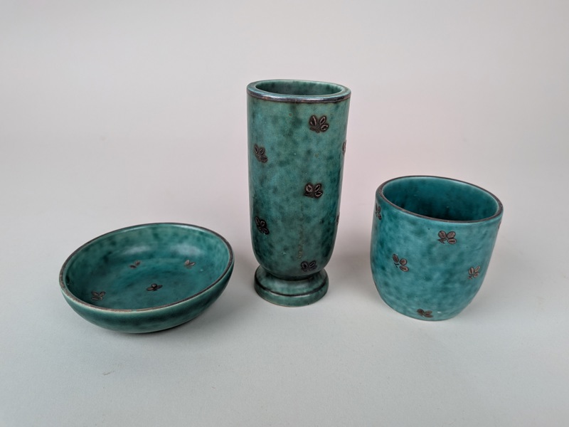 Vaser & fat 3 delar, "Argenta" Wilhelm Kåge Gustavsberg