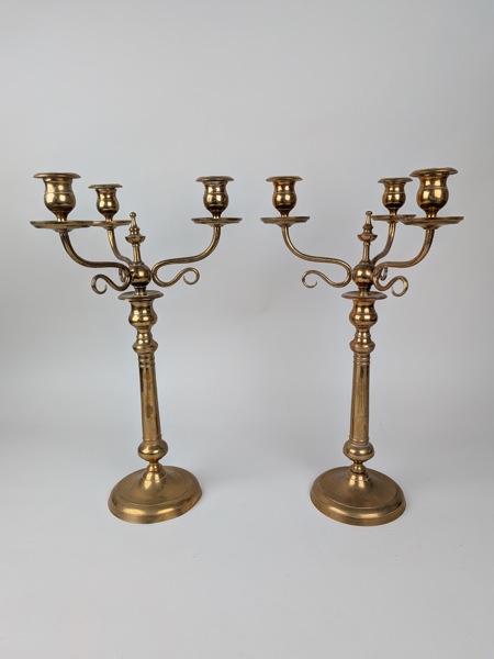 Kandelabrar 3-armade, mässing no 50, troligtvis Skultuna