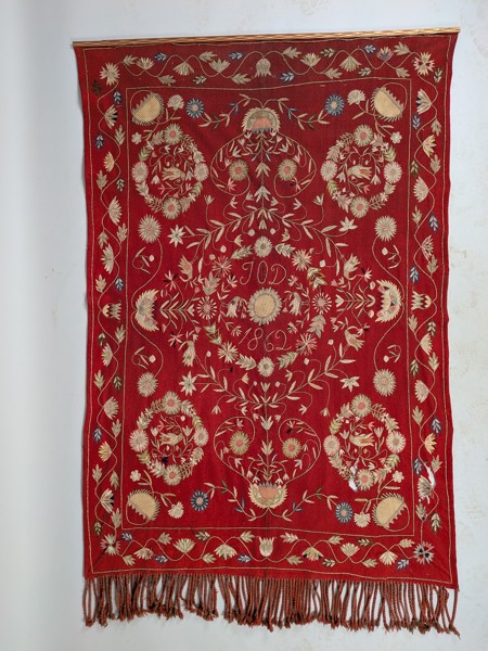 Brudtäcke/Bonad, Skåne daterad 1862, Allmoge