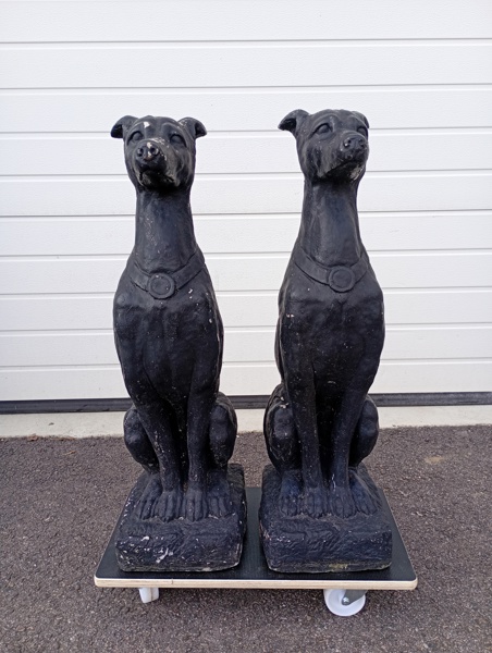 Trädgårdsskulpturer, par Hundar