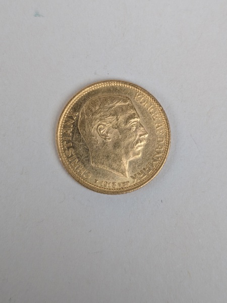 Guldmynt, Danmark 10 kr 1913, 21,6 k Guld