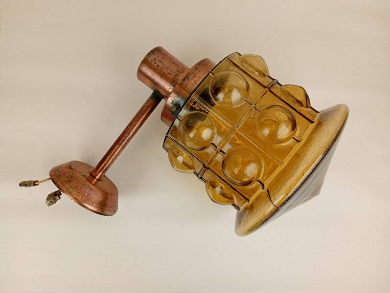 Väggytterbelysning, koppar & glas