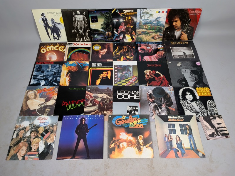 Parti LP-skivor, 28 st bl.a. Status Quo, Lou Reed m.fl.