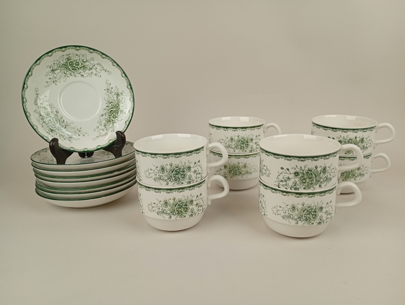 Tekoppar & fat, "Grön Anna" Rörstrand