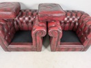 Fåtöljer, par Chesterfield skinn